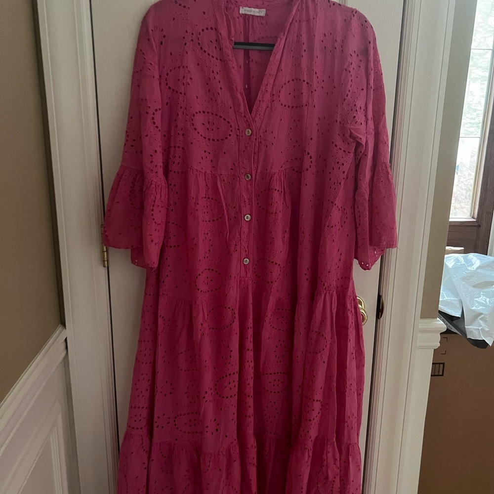 Elegant Pink Eyelet Dress